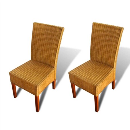 vidaXL Chaises de Salle à Manger 2 pièces en rotin Marron
