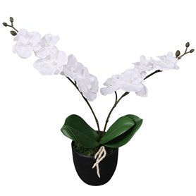 vidaXL Plante Artificielle et Pot Orchidée Décoration d'Intérieur 30 cm Blanc