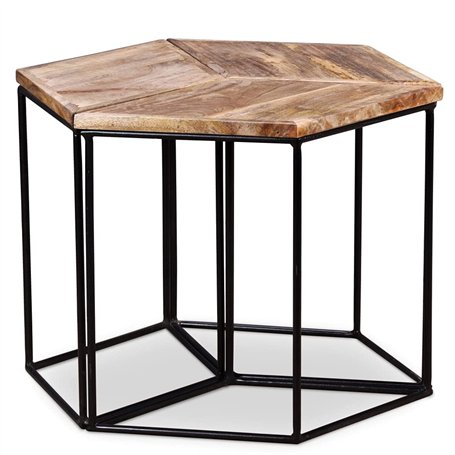vidaXL Table Basse Table d'Appoint Table de Chevet Canapé Salon Salle de Séjour Maison Intérieur 56x48x40 cm Bois de Manguier Ma