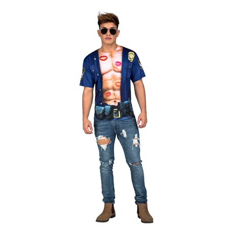 My Other Me Me- Muscular Policeman YIIJA T- T-shirt, Hombres, 231328, Multicolore, L