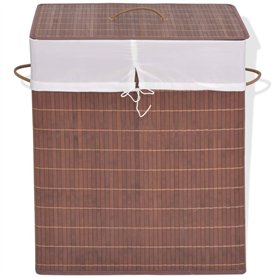 vidaXL Panier à Linge Panier de Rangement Corbeille à Linge Panier de Stockage Salle de Bain Maison Intérieur Rectangulaire Bamb
