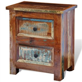 vidaXL Table de Chevet avec 2 Tiroirs Bois Massif Recyclé Table de Nuit Salon