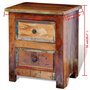 vidaXL Table de Chevet avec 2 Tiroirs Bois Massif Recyclé Table de Nuit Salon