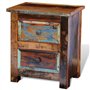 vidaXL Table de Chevet avec 2 Tiroirs Bois Massif Recyclé Table de Nuit Salon