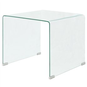vidaXL Table Basse Table de Salon 49,5 x 50 x 45 cm Verre trempé Transparent
