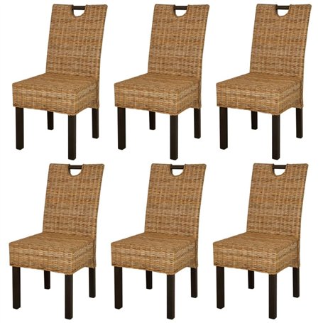 vidaXL 6X Chaise de Salle à Manger Rotin Kubu Bois de Manguier Chaise à Manger