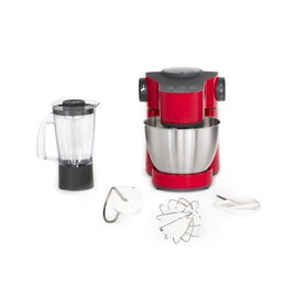 Moulinex QA311510 Robot Pâtissier avec Blender Wizzo Pétrin Fouet Flex Batteur Électrique 7 Vitesses Pulse 1000W Cuisine Rouge