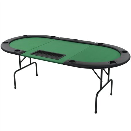 vidaXL Table de Poker Pliable pour 9 Joueurs 3 Plis Ovale Vert Table Casino