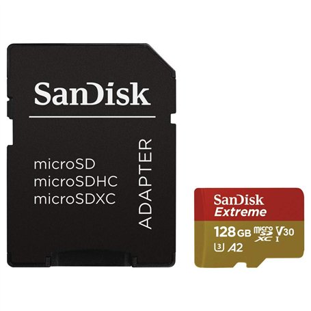 SanDisk Extreme 128GB microSDXC Memory Card for Action Cameras & Drones with A2 App Performance up to 160MB/s, Class 10, U3, V30