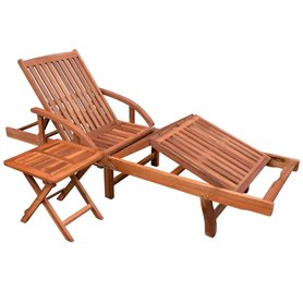 vidaXL Ensemble de Chaise Longue et Table Jardin 2 pcs Bois d'Acacia Marron