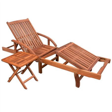 vidaXL Ensemble de Chaise Longue et Table Jardin 2 pcs Bois d'Acacia Marron