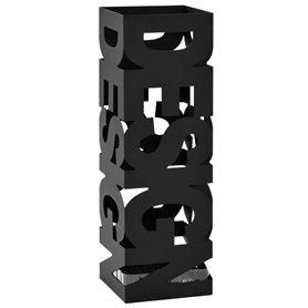 vidaXL Porte-Parapluie Design Acier Noir Support de Parapluies Meuble d'Entrée