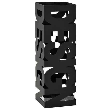 vidaXL Porte-Parapluie Design Acier Noir Support de Parapluies Meuble d'Entrée