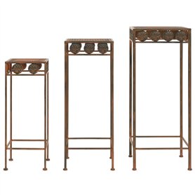 vidaXL 3x Supports de Plantes Style Vintage Métal Rouillé Porte-plante