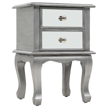 vidaXL Table de Chevet Miroir MDF Verre Tiroirs Table d'Appoint Table de Nuit