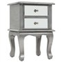 vidaXL Table de Chevet Miroir MDF Verre Tiroirs Table d'Appoint Table de Nuit