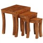 vidaXL Table Gigogne 3pcs Bois Massif d'Acacia Marron Ensemble de Table Basse