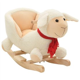 vidaXL Mouton à Bascule avec Dossier Peluche Animal Blanc Jouet d'enfant