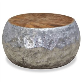 vidaXL Table Basse Aluminium Teck 60 x 60 x 30 cm
