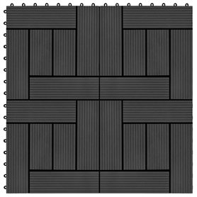 vidaXL 11x Carreau de Terrasse WPC 30x30 cm 1 m² Noir Pelouse Dalle de Chemin