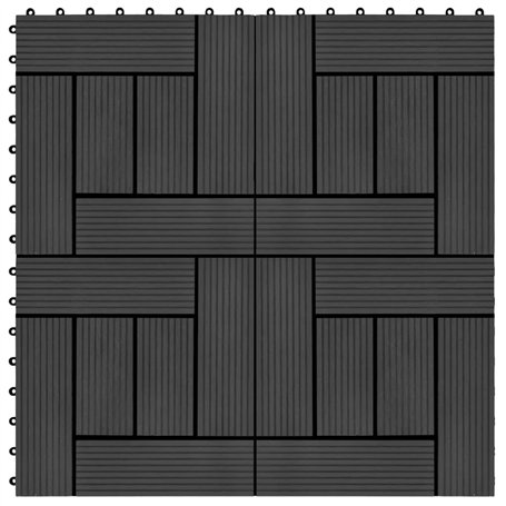 vidaXL 11x Carreau de Terrasse WPC 30x30 cm 1 m² Noir Pelouse Dalle de Chemin