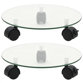 vidaXL 2x Porte-plantes Roulant Verre Trempé Rond Tansport Support de Plantes