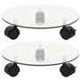 vidaXL 2x Porte-plantes Roulant Verre Trempé Rond Tansport Support de Plantes