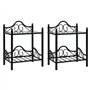 vidaXL 2X Table de Chevet Acier Verre Trempé Noir Table de Nuit Table Appoint