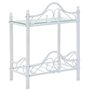 vidaXL Table de Chevet Acier et Verre Trempé Blanc Table de Nuit Meuble