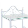 vidaXL Table de Chevet Acier et Verre Trempé Blanc Table de Nuit Meuble