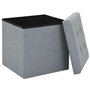 vidaXL 2X Tabouret Rangement Pliable Lin Gris Claire Coffre de Stockage Pouf