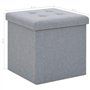 vidaXL 2X Tabouret Rangement Pliable Lin Gris Claire Coffre de Stockage Pouf