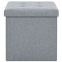 vidaXL 2X Tabouret Rangement Pliable Lin Gris Claire Coffre de Stockage Pouf