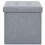 vidaXL 2X Tabouret Rangement Pliable Lin Gris Claire Coffre de Stockage Pouf