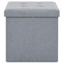 vidaXL 2X Tabouret Rangement Pliable Lin Gris Claire Coffre de Stockage Pouf
