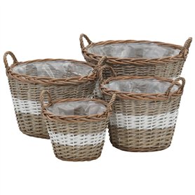 vidaXL Lits Surélevés 4 pcs Osier avec Doublure en PE Jardinière Bac de Fleur