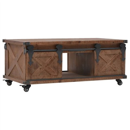 vidaXL Table Basse Marron Table d'Appoint Table de Salon Bois de Sapin Massif