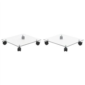 vidaXL 2X Support Carré pour Plantes Verre Trempé Tansport Étagère de Jardin