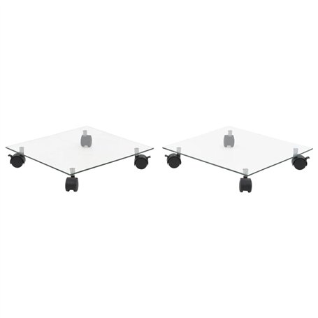 vidaXL 2X Support Carré pour Plantes Verre Trempé Tansport Étagère de Jardin