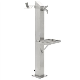 vidaXL Colonne à Eau de Jardin Carrée Acier Inoxydable 95cm Arrosage de Jardin