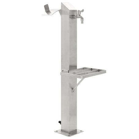 vidaXL Colonne à Eau de Jardin Carrée Acier Inoxydable 95cm Arrosage de Jardin