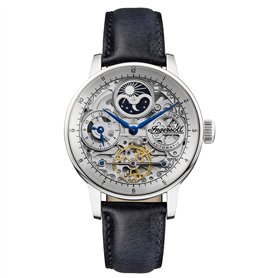 Ingersoll The Jazz Mens Automatic Watch I07702 with a Silver Dial and a Blue Genuine Leather Band