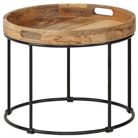 vidaXL et Acier Table Basse Meuble Table de Séjour Bois de Manguier Massif