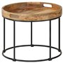 vidaXL et Acier Table Basse Meuble Table de Séjour Bois de Manguier Massif
