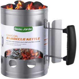 BEAU JARDIN BBQ Allume-Charbon pour BBQ Allume-Cigare cheminée Cheminée en Barbecues 28 x 18 cm Argent Cheminée d'allumage Chemi