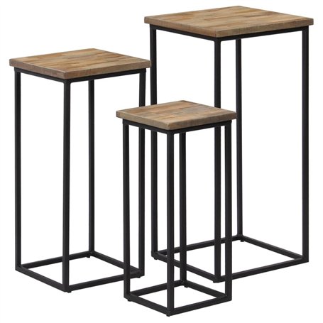 vidaXL 3X Table Plante Teck Recyclé Salon Couloir Table Console Table Appoint