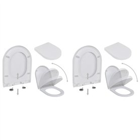 vidaXL 2X Abattant WC avec Frein de Chute Plastique Blanc Siège de Toilette