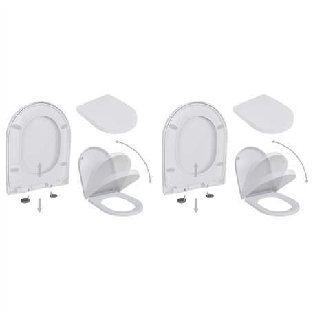 vidaXL 2X Abattant WC avec Frein de Chute Plastique Blanc Siège de Toilette
