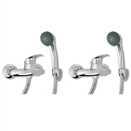 vidaXL Kit de Douche 2 pcs Douchette Robinet Pommes de Douche Salle de Bain