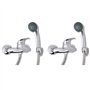 vidaXL Kit de Douche 2 pcs Douchette Robinet Pommes de Douche Salle de Bain